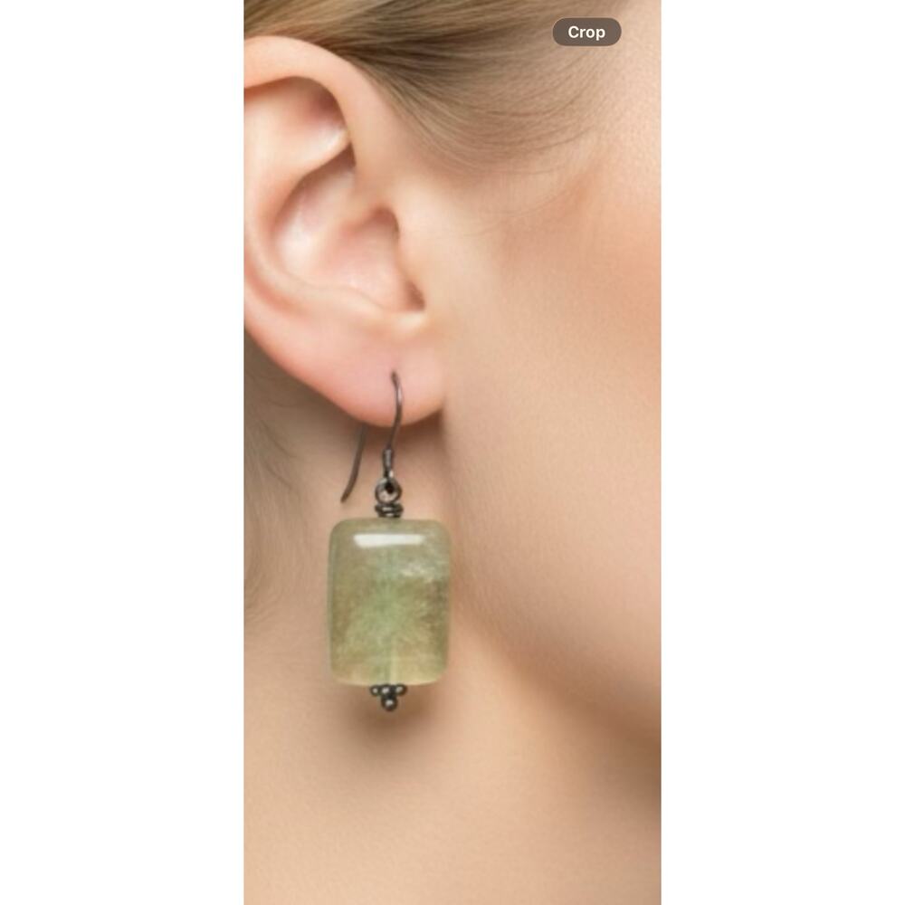 Vintage Sterling Silver Tourmalinated Quartz Drop Earrings